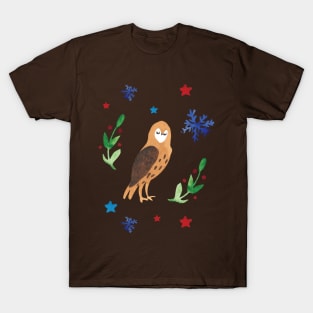 Owl watercolor Christmas artsy pattern. T-Shirt